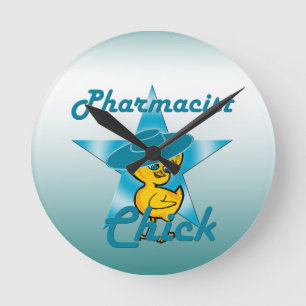 Pharmacist Chick #7 Round Clock