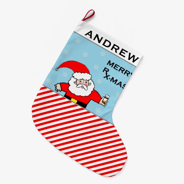 pharmacist Christmas Large Christmas Stocking (Front (Hanging))