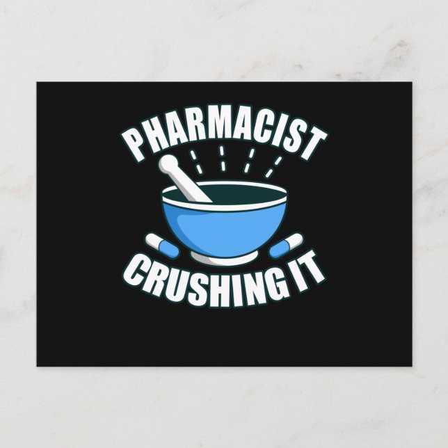 Pharmacist Crushing It Pharmacy Technician PharmD Postcard (Front)