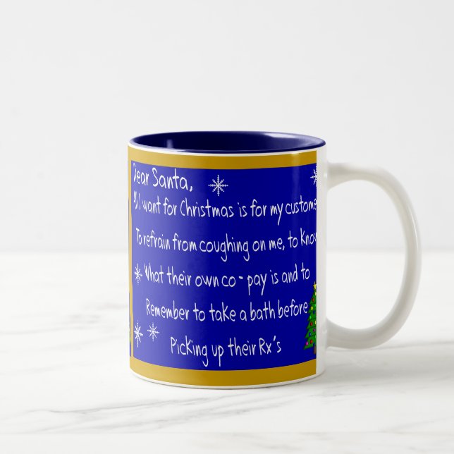 Pharmacist "DEAR SANTA" Christmas Themed Gifts Two-Tone Coffee Mug (Right)