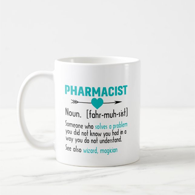 Pharmacist Definition Funny Pharmacy Student Coffee Mug (Left)