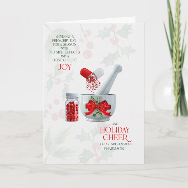 Pharmacist Dose of Pure Joy and Seasonal Cheer Holiday Card (Front)