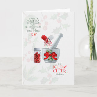 Pharmacist Dose of Pure Joy with Name Holiday Card