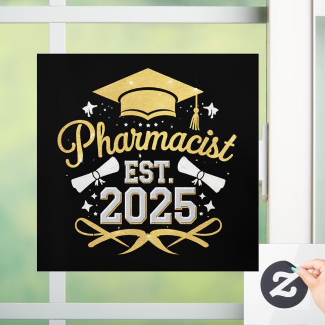 Pharmacist Est 2025 Pharmacy Graduation Window Cling (Home)