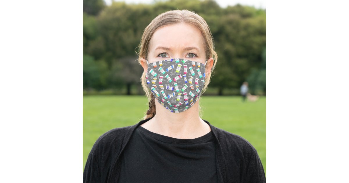 Pharmacist Face Mask Abbreviations 5 Grey Zazzle