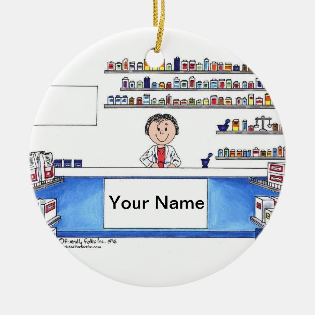 Pharmacist - Female Ceramic Tree Decoration (Front)