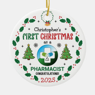 Pharmacist First Christmas Personalised Ceramic Tree Decoration