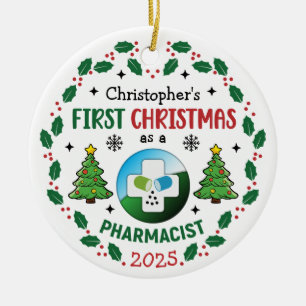 Pharmacist First Christmas Personalised Ceramic Tree Decoration