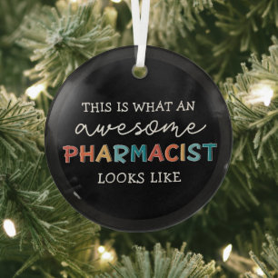 Pharmacist Funny Awesome Pharmacist Gifts Glass Tree Decoration