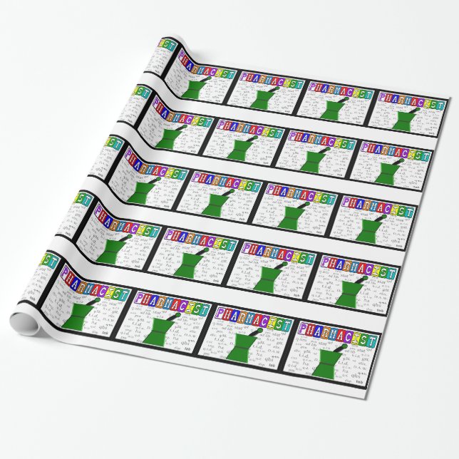 Pharmacist Gift Wrapping Paper Abbreviations (Unrolled)