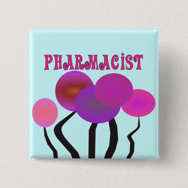 Pharmacist Gifts Artsy Trees Design 15 Cm Square Badge (Front)