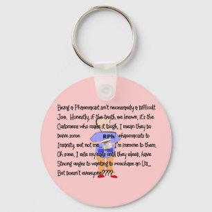 Pharmacist Gifts "Brink of Insanity" Story Art Key Ring