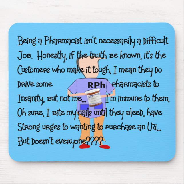 Pharmacist Gifts "Brink of Insanity" Story Art Mouse Mat (Front)