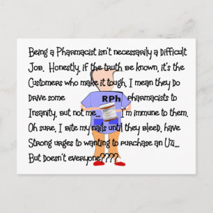 Pharmacist Gifts "Brink of Insanity" Story Art Postcard