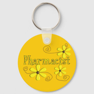 Pharmacist Gifts, Yellow Daisies Key Ring