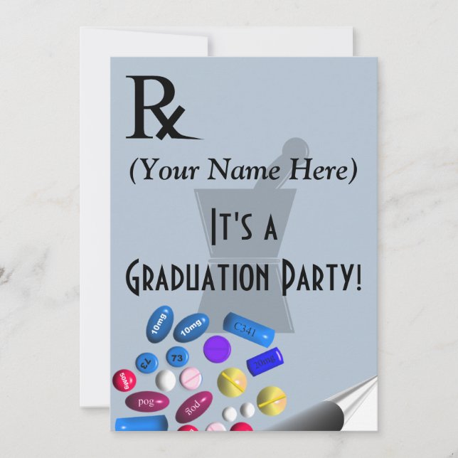 Pharmacist Graduation Invitations Rx Pad Design (Front)