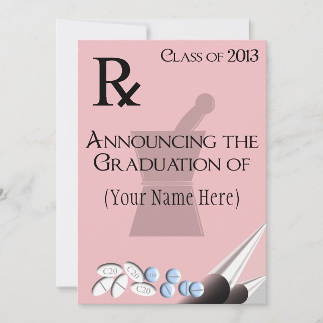 Pharmacist Graduation Invitations Rx Pad Design II (Front)
