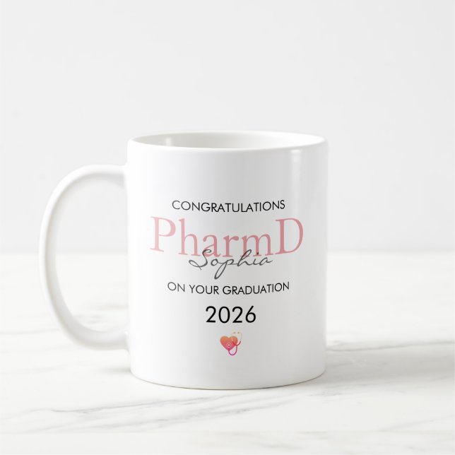 Pharmacist Graduation Personalised Name Year Coffee Mug (Left)
