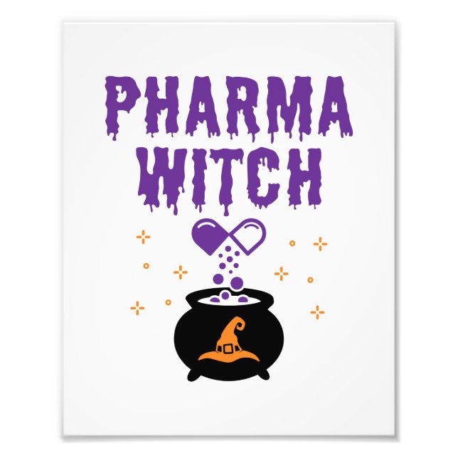 Pharmacist Halloween Pharmacy Tech Pharma Witch Photo Print (Front)