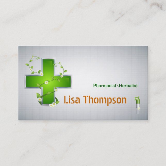 Pharmacist Herbalist Pharmacy Nutritionist Business Card (Front)