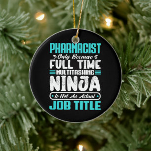 Pharmacist Job Title Profession Funny Pharmacy Ceramic Tree Decoration