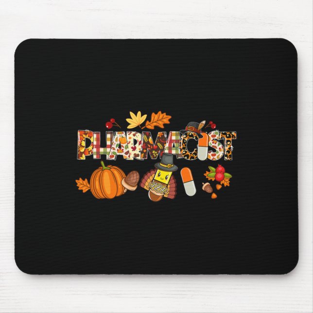 Pharmacist Leopard Pilgrim Hat Fall Thanksgiving G Mouse Mat (Front)