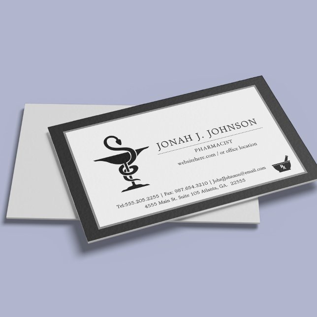 Pharmacist Minimalist Black Border Business Card (Creator Uploaded)