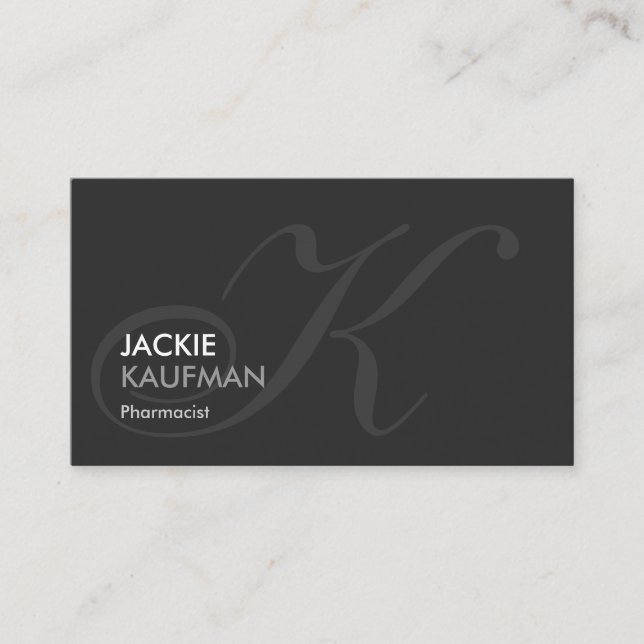 Pharmacist - Modern Swash Monogram Business Card (Front)