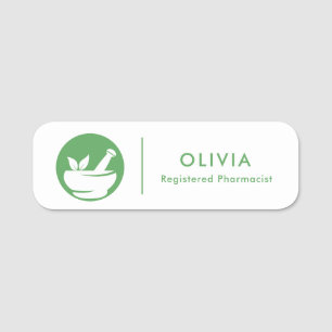 Pharmacist Mortar Pestle Logo Name Tag