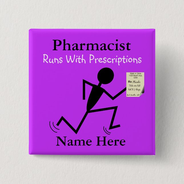 Pharmacist Name Pins Badge Purple (Front)