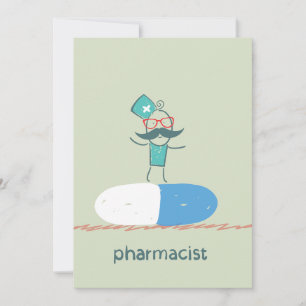 Pharmacist on Blue Pill Capsule Invitation
