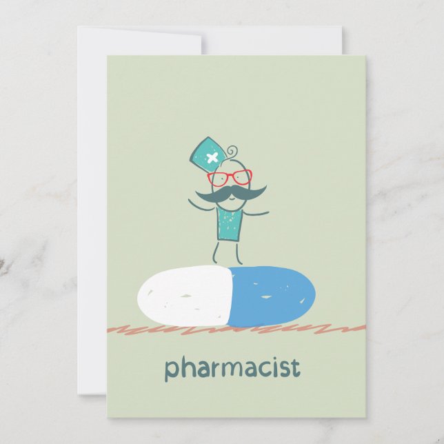 Pharmacist on Blue Pill Capsule Invitation (Front)