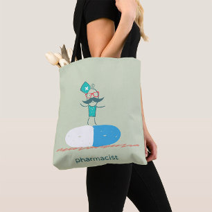 Pharmacist on Blue Pill Capsule Tote Bag
