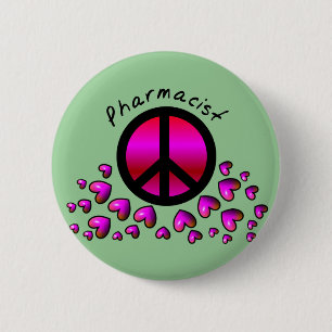 Pharmacist Peace & Hearts Design Gifts 6 Cm Round Badge