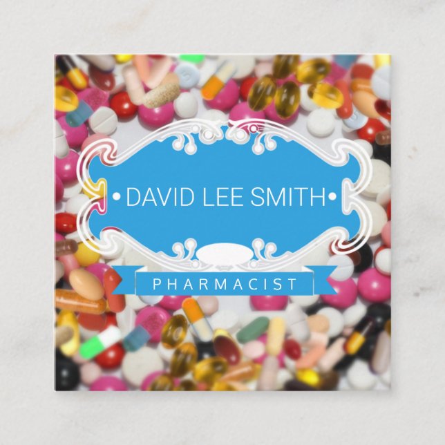 Pharmacist Pharmacy Pills Store Square Business Card (Front)