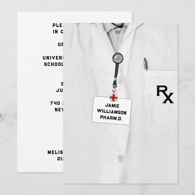 Pharmacist Pharmacy School Graduation Party Invitation (Front/Back)