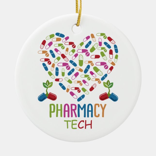 Pharmacist Pharmacy Technician Ceramic Tree Decoration (Front)