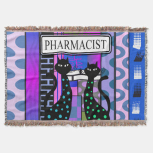 Pharmacist PharmD Woven Blanket Cats Abstract