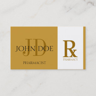 Pharmacist/Prescription Pharmacy Yellow Gold Business Card