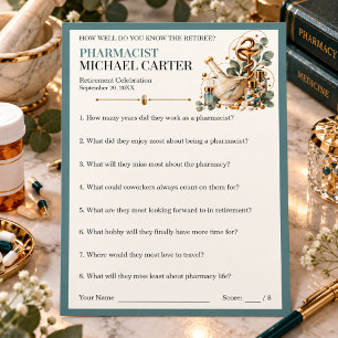 Pharmacist Retirement Trivia Party Game Advice Card