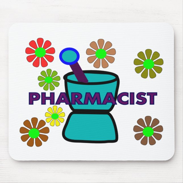 "Pharmacist"  Retro Flowers T-Shirts & Gifts Mouse Mat (Front)