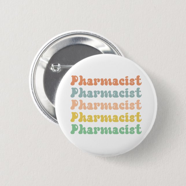Pharmacist Retro Groovy Pharmacy 6 Cm Round Badge (Front & Back)