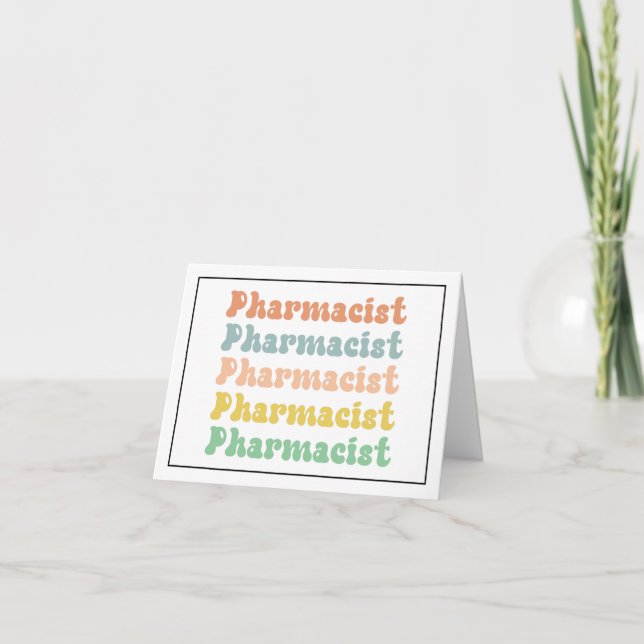 Pharmacist Retro Groovy Pharmacy Card (Front)
