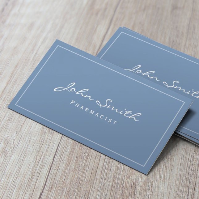 Pharmacist Simple Plain Blue  Business Card (Creator Uploaded)