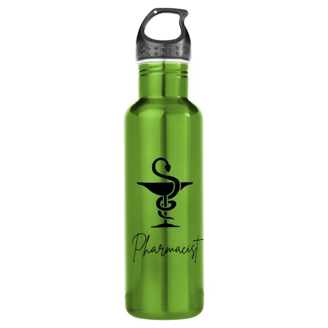 Pharmacist Stainless Steel Water Bottle - Green  (Front)