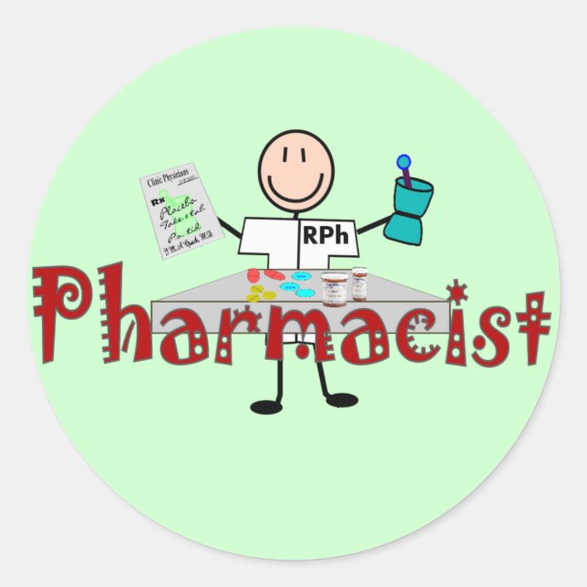 Pharmacist Stick Person--Gifts Classic Round Sticker (Front)
