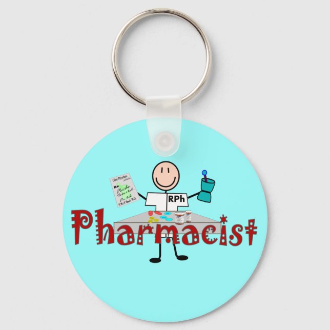 Pharmacist Stick Person--Gifts Key Ring (Front)