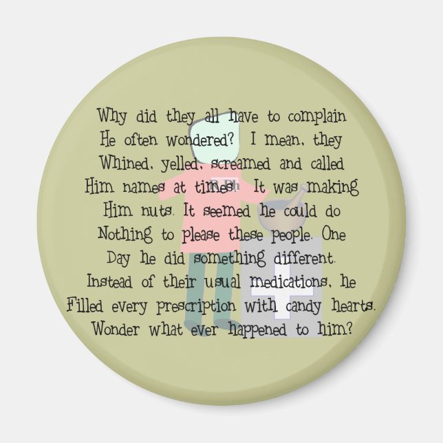 Pharmacist Story Art Gifts "Candy Heart Rx's" Magnet (Front)