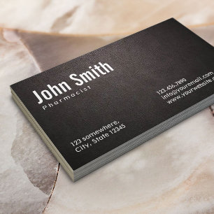 Pharmacist Stylish Dark Leather Business Card