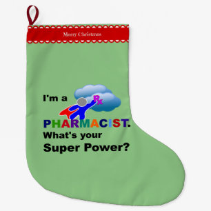 Pharmacist Superhero Large Christmas Stocking